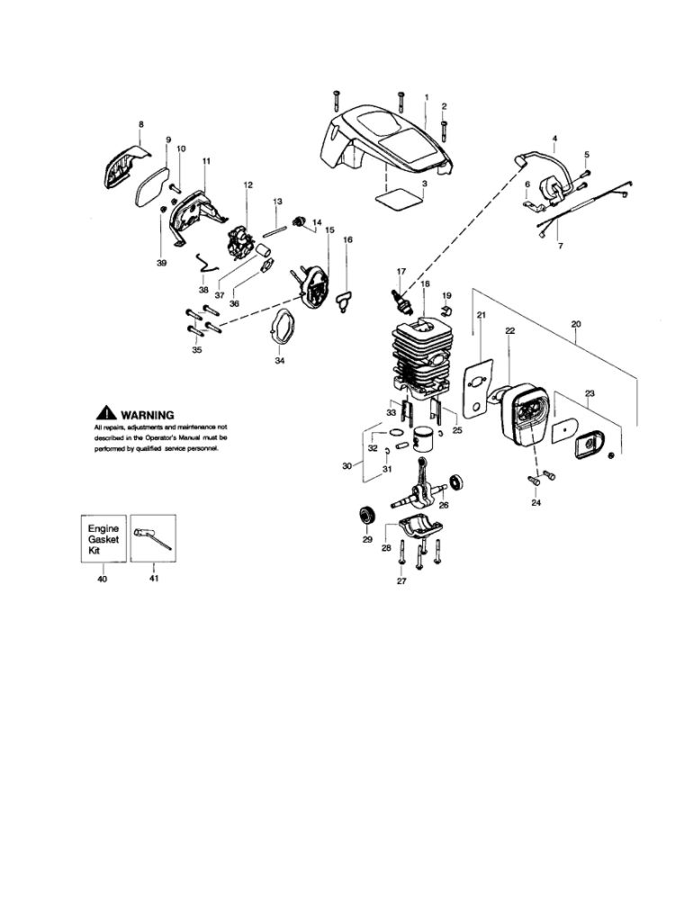 Shield/Cylinder/Crankshaft Diagram and Parts List for PPB3416 TYPE 1 Poulan Chainsaw
