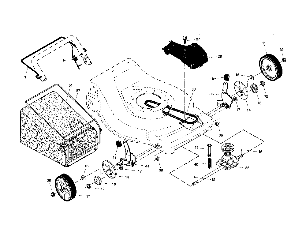 Drive control/gear case/wheels Diagram and Parts List for 96142008700  Poulan Lawn Mower