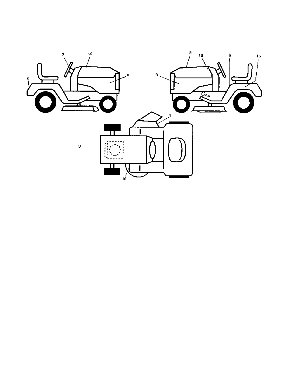 Decals Diagram and Parts List for 96016001700  Poulan Lawn Tractor