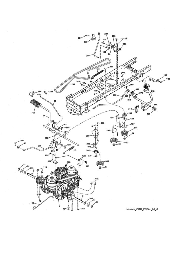 Drive Diagram and Parts List for 96042019400  Poulan Lawn Tractor