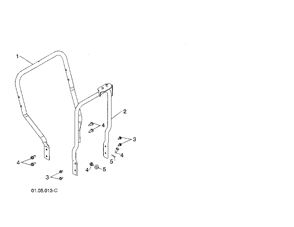 Lower handles Diagram and Parts List for 96198004601  Poulan Snow Blower