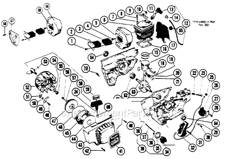 Page B Diagram and Parts List for 5200  Poulan Chainsaw