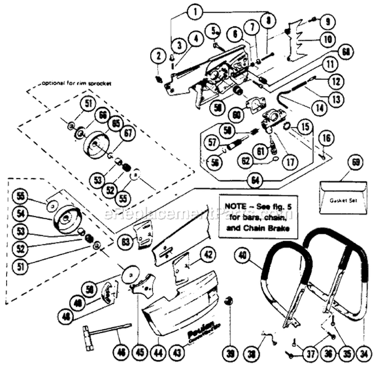 Page C Diagram and Parts List for 5200  Poulan Chainsaw