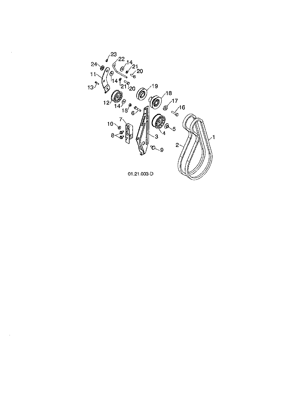 Impeller & traction belts Diagram and Parts List for 96198004604  Poulan Snow Blower
