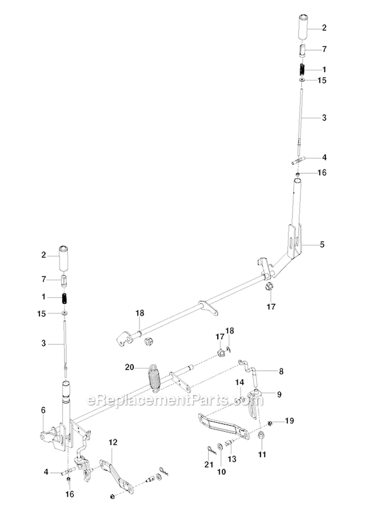 Brake Rear Mower Lift Diagram and Parts List for 541ZX-966681901  Poulan Lawn Mower