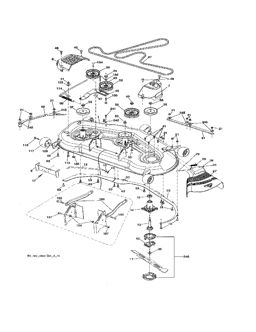 Mower deck Diagram and Parts List for 96042019300  Poulan Lawn Tractor