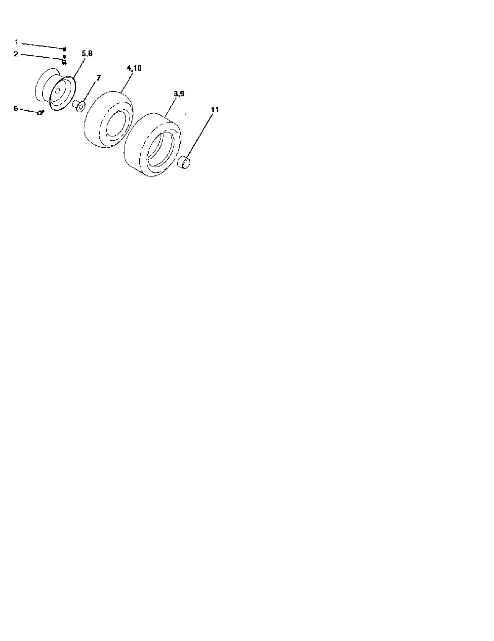 Wheels and tires Diagram and Parts List for 96012003401  Poulan Lawn Tractor
