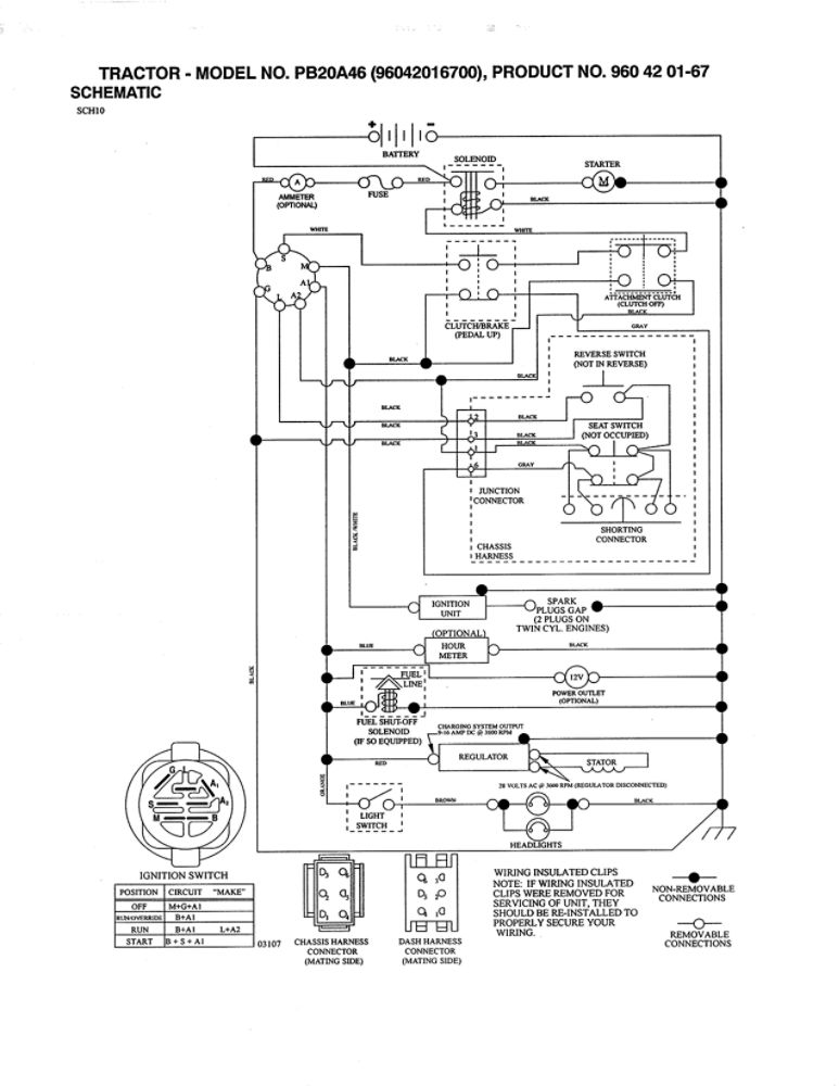 Schematic Diagram Diagram and Parts List for 96042016700  Poulan Lawn Tractor