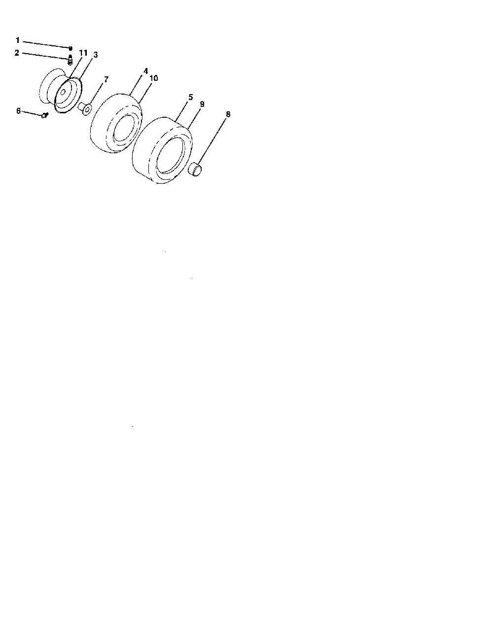 Wheels and tires Diagram and Parts List for 96042001800  Poulan Lawn Tractor