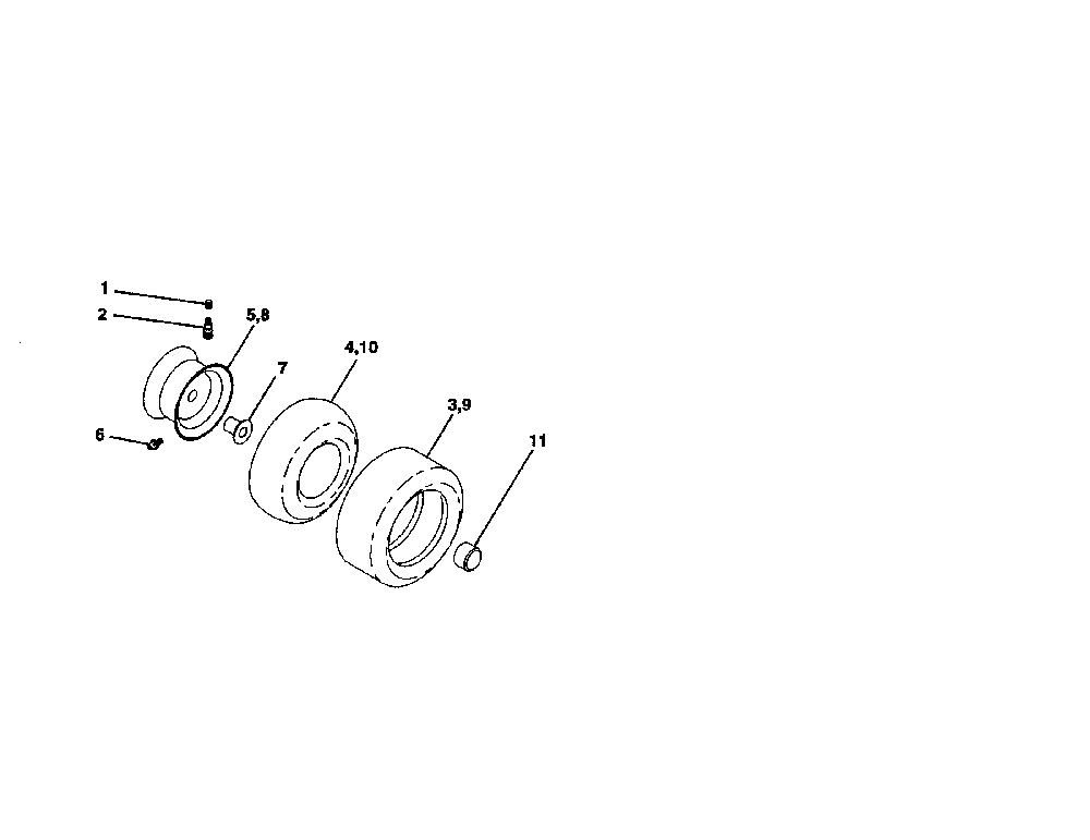 Wheel and tires Diagram and Parts List for 96016001900  Poulan Lawn Tractor