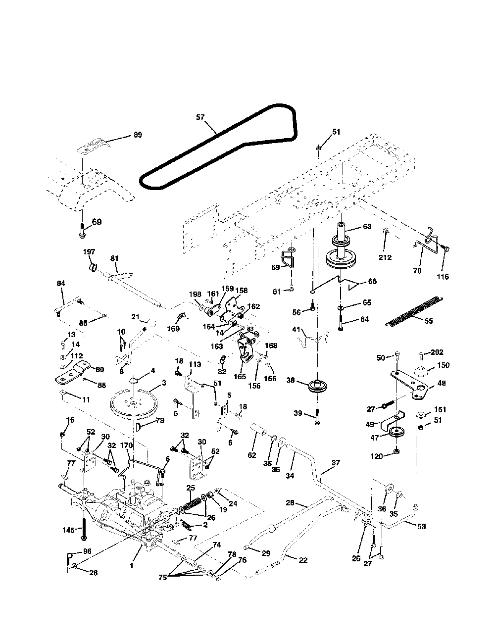 Drive Diagram and Parts List for 917279870  Poulan Lawn Tractor