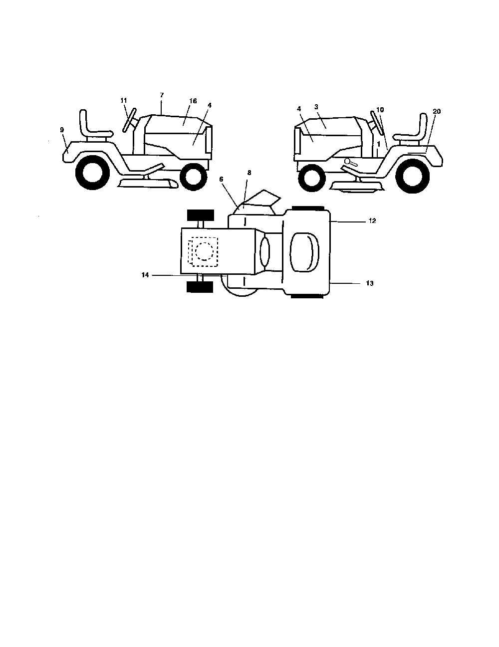 Decals Diagram and Parts List for 96012001501  Poulan Lawn Tractor