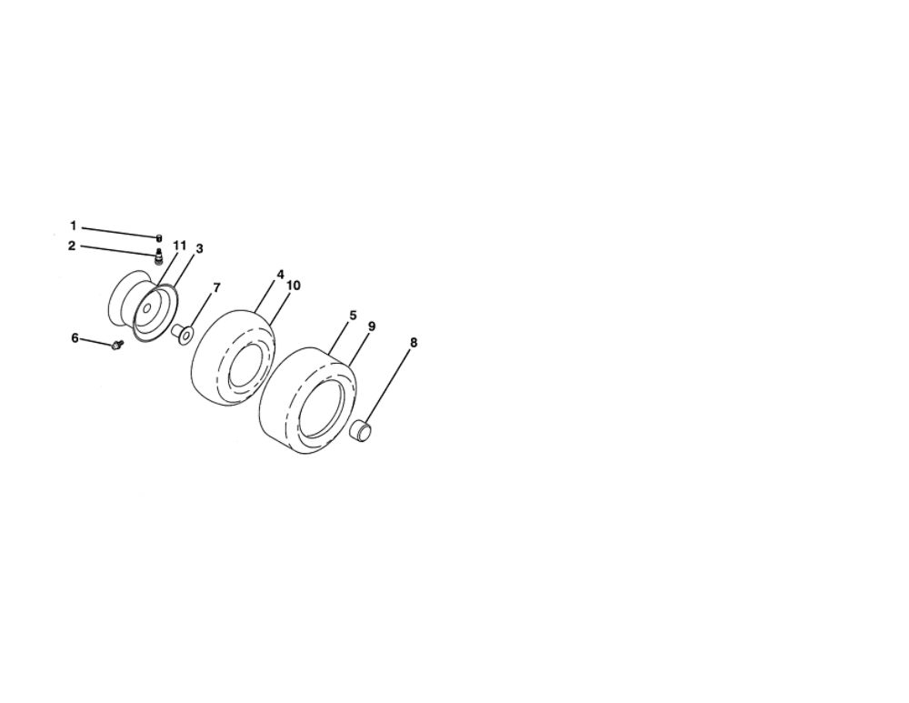 Wheels And Tires Diagram and Parts List for 96046007900  Poulan Lawn Tractor