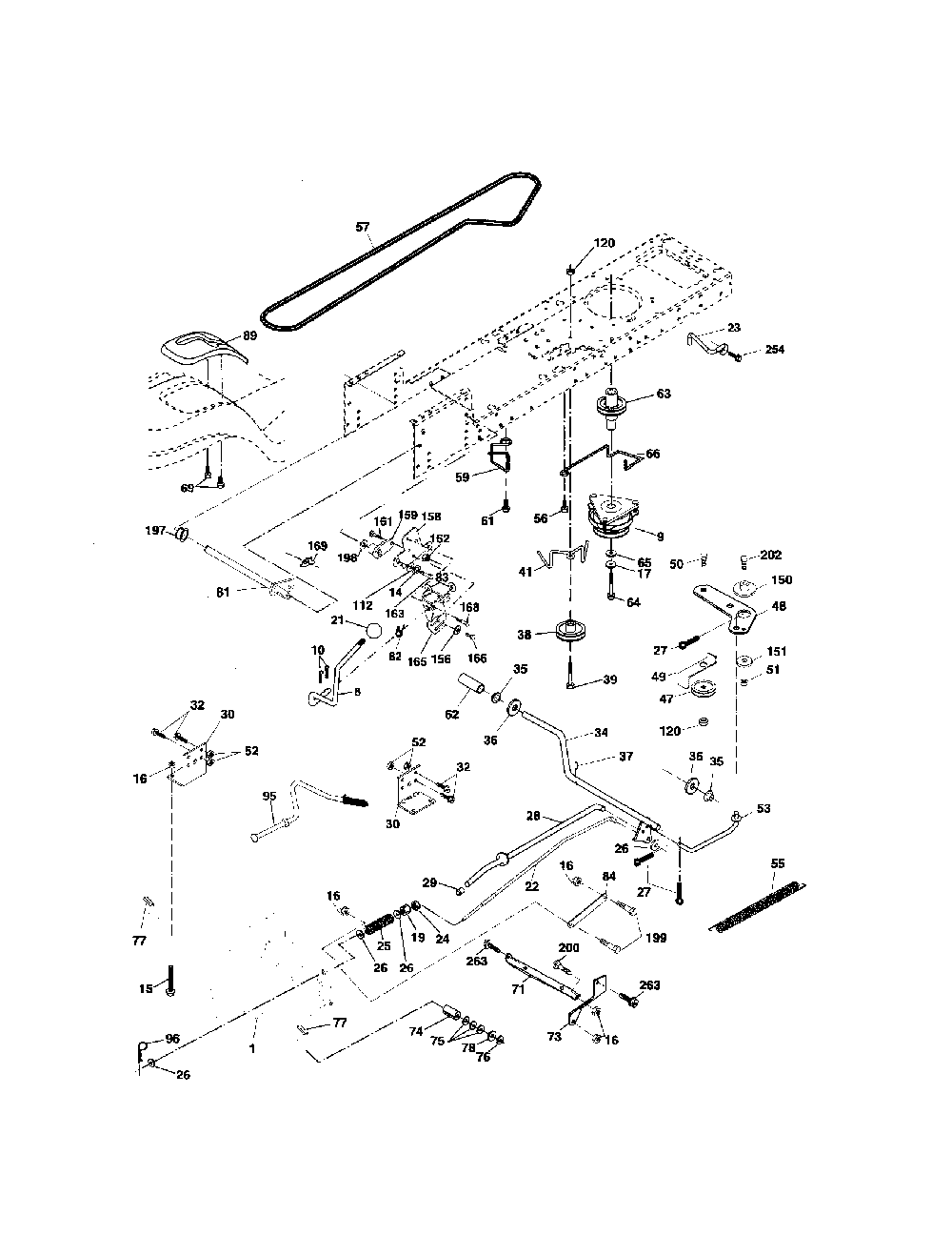 Drive Diagram and Parts List for 96012003201  Poulan Lawn Tractor