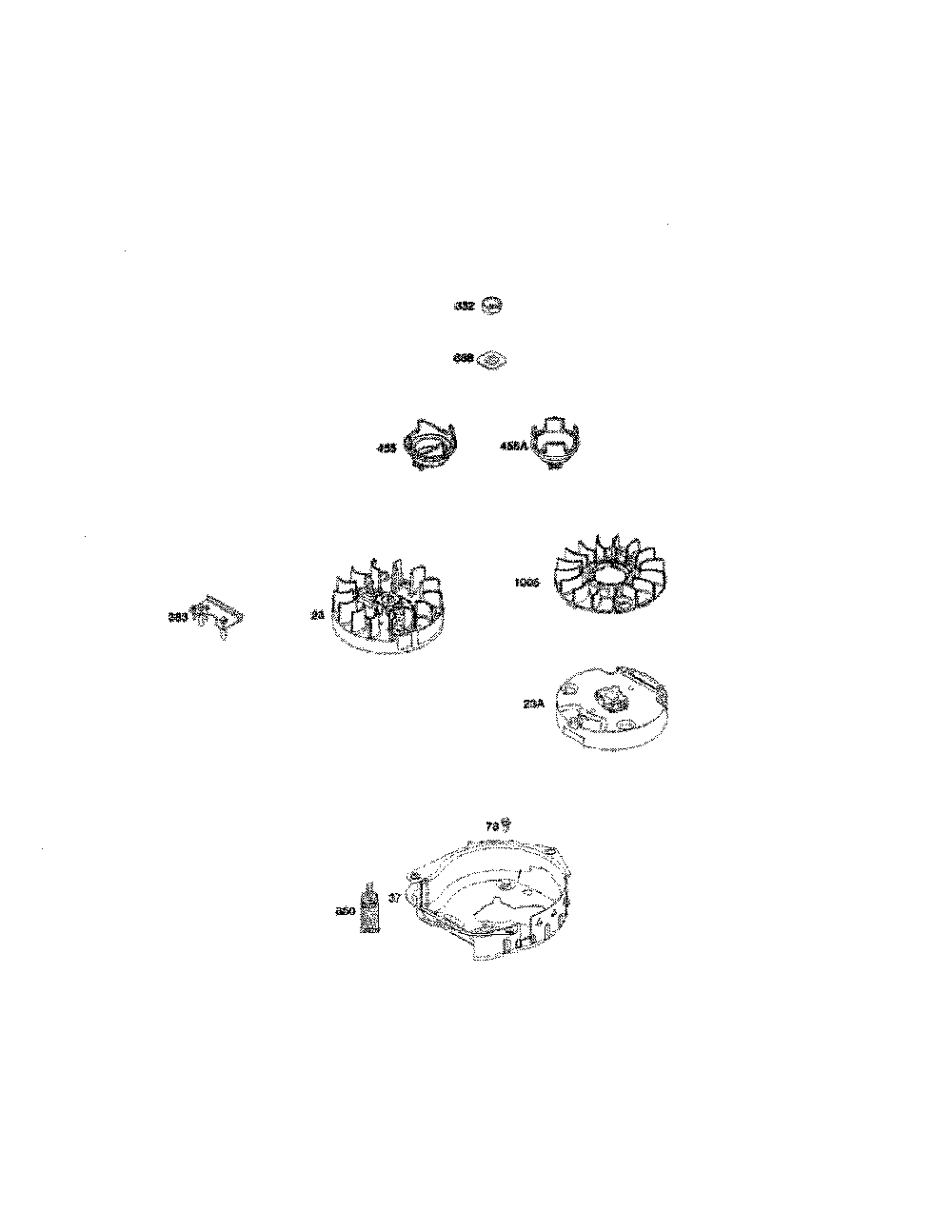 Flywheel Diagram and Parts List for 96112013002  Poulan Lawn Mower