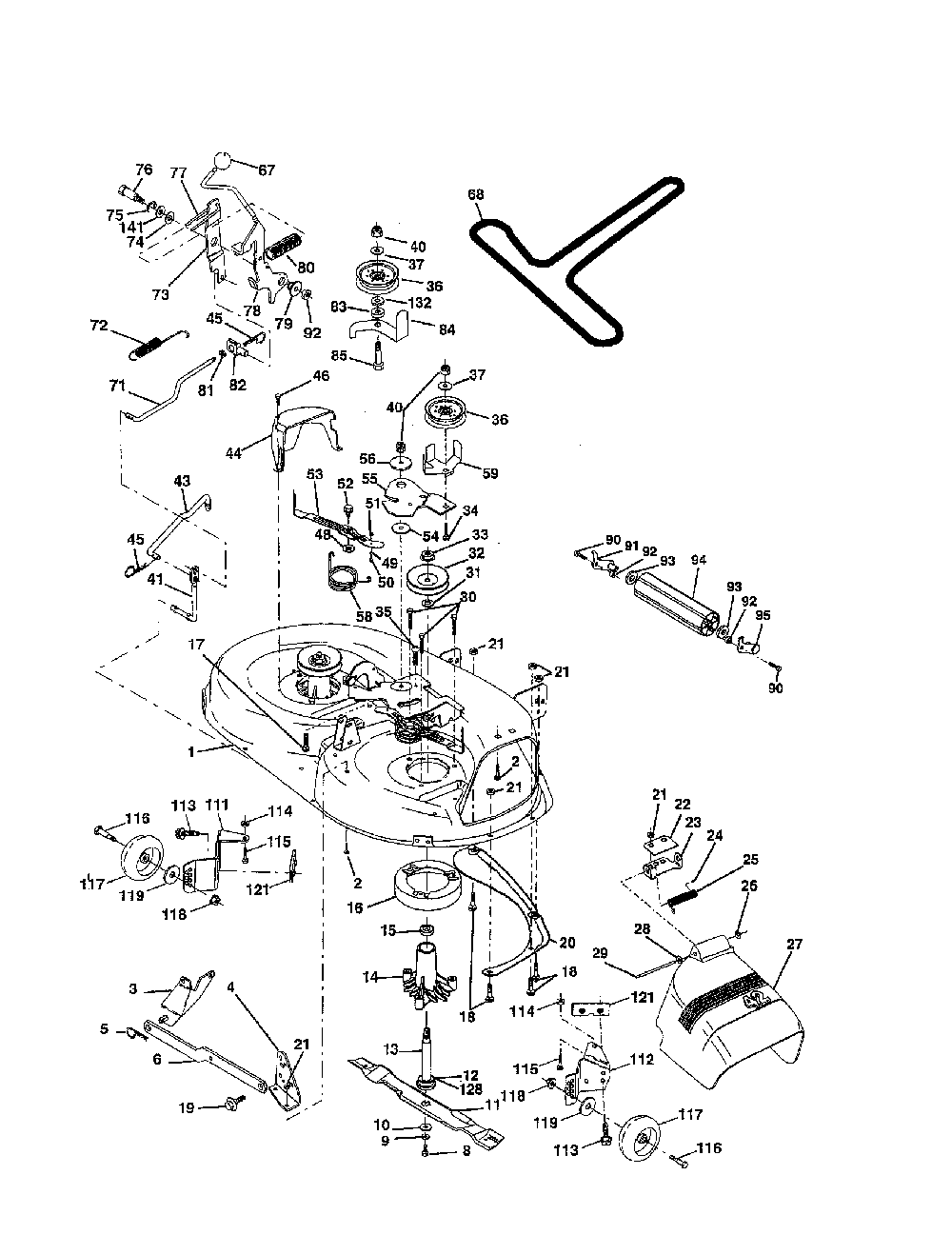 Mower deck Diagram and Parts List for 917279710  Poulan Lawn Tractor