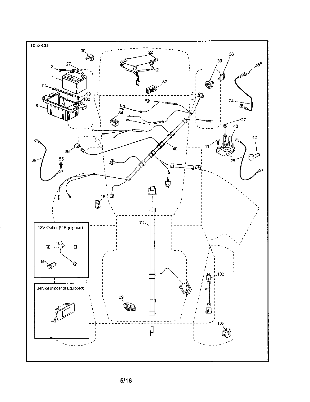 Electrical Diagram and Parts List for PB20A46-96042016900  Poulan Lawn Tractor