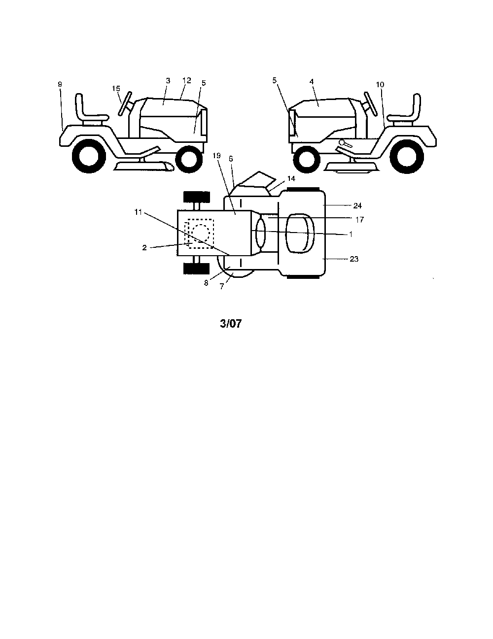 Decals Diagram and Parts List for 96022000101  Poulan Lawn Tractor