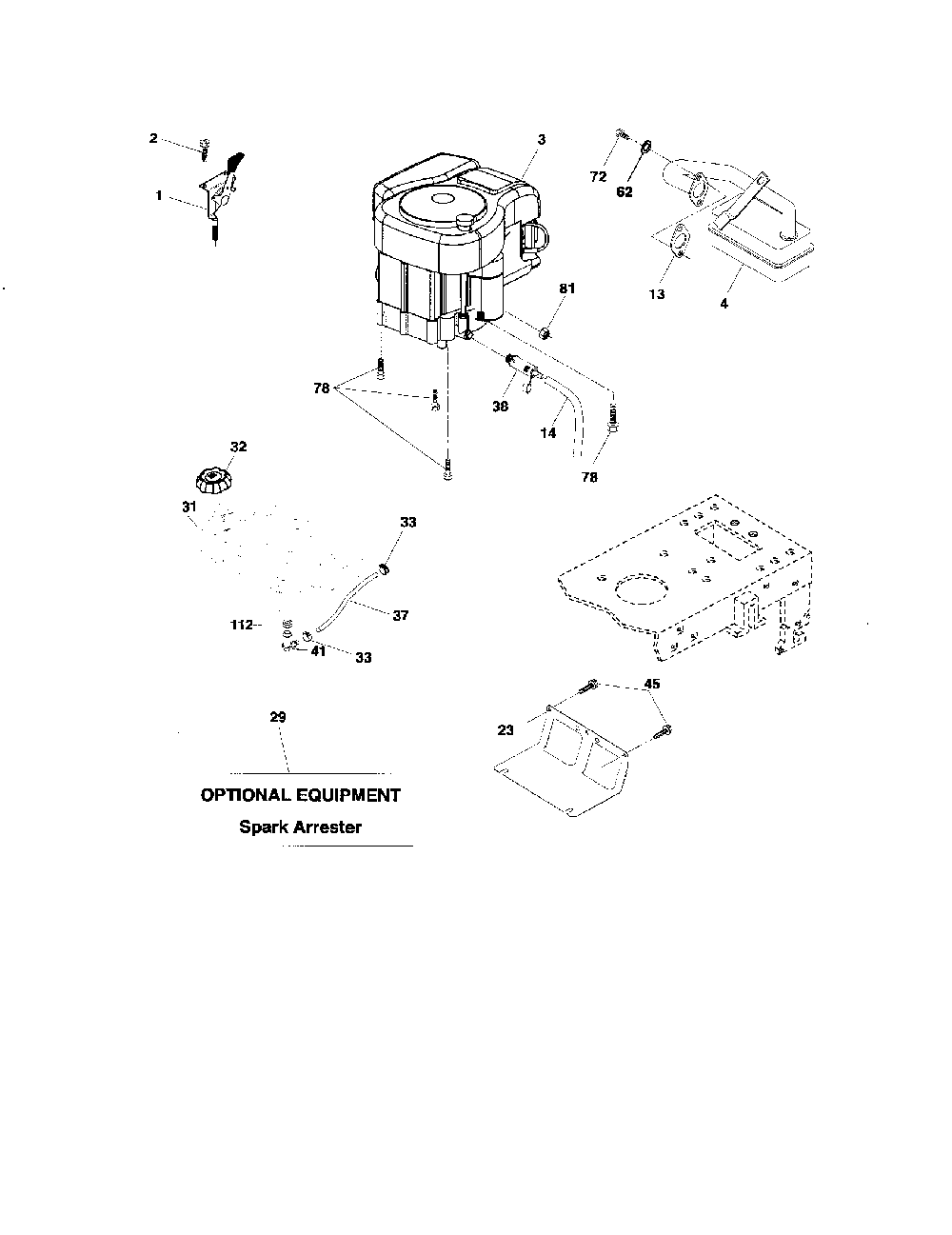 Engine Diagram and Parts List for 96012003000  Poulan Lawn Tractor