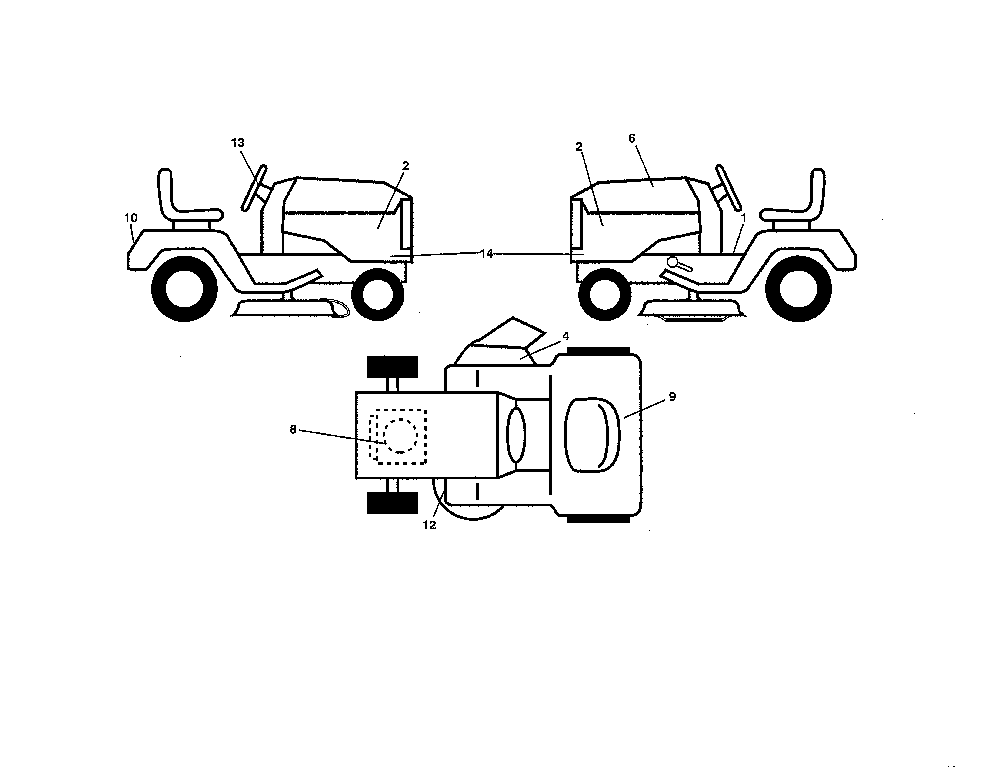 Decals Diagram and Parts List for PP175G42-96046007500  Poulan Lawn Tractor