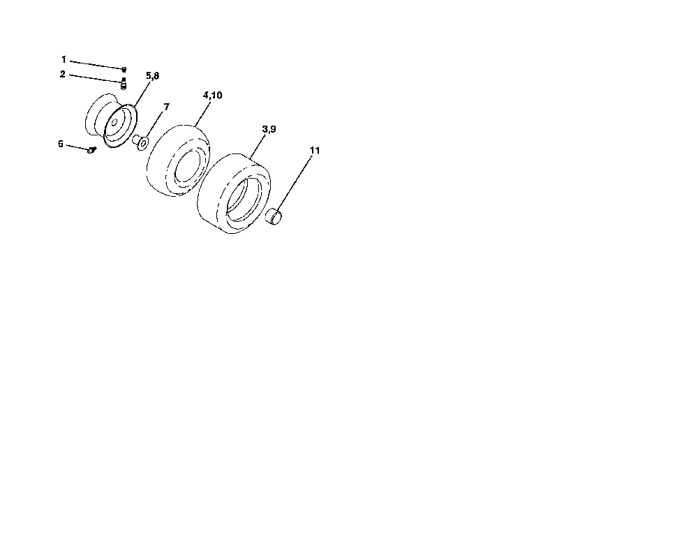 Wheels and tires Diagram and Parts List for 96042003604  Poulan Lawn Tractor