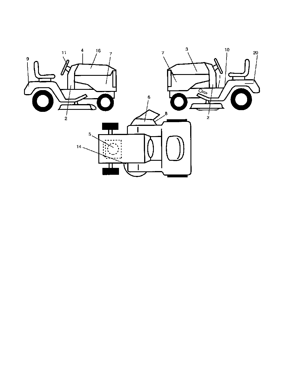 Decals Diagram and Parts List for 96016001300  Poulan Lawn Tractor