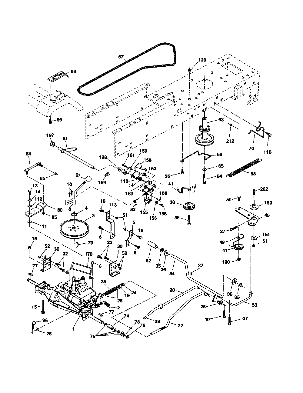 Drive Diagram and Parts List for 96012008900  Poulan Lawn Tractor