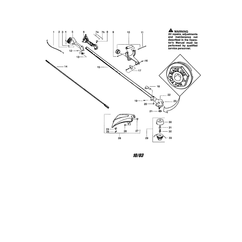 Throttle Housing/Driveshaft Diagram and Parts List for PP131 RECON Poulan Trimmer