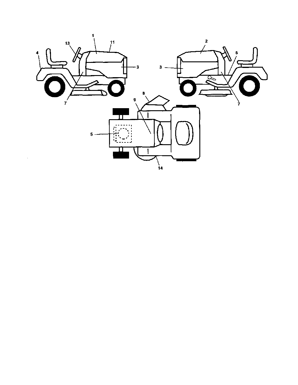 Decals Diagram and Parts List for 96042001700  Poulan Lawn Tractor