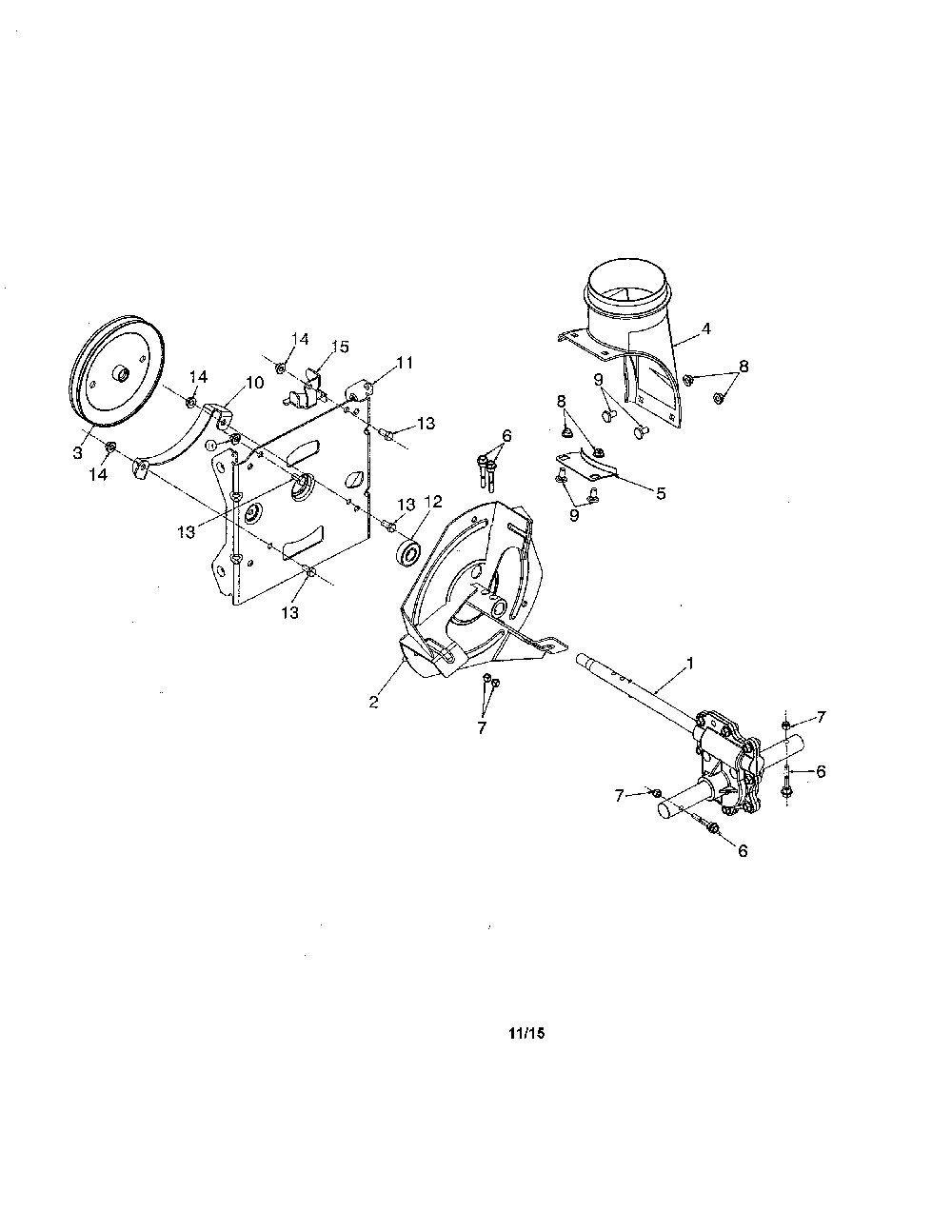 Impeller/gear box Diagram and Parts List for PR241  Poulan Snow Blower