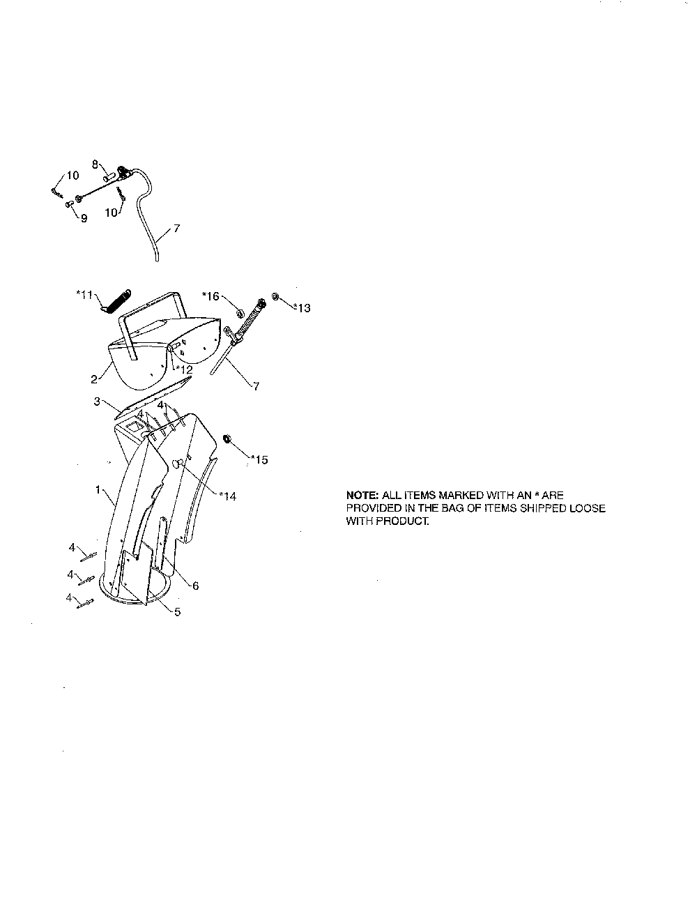 Chute & deflector weldments Diagram and Parts List for 96192009900  Poulan Snow Blower