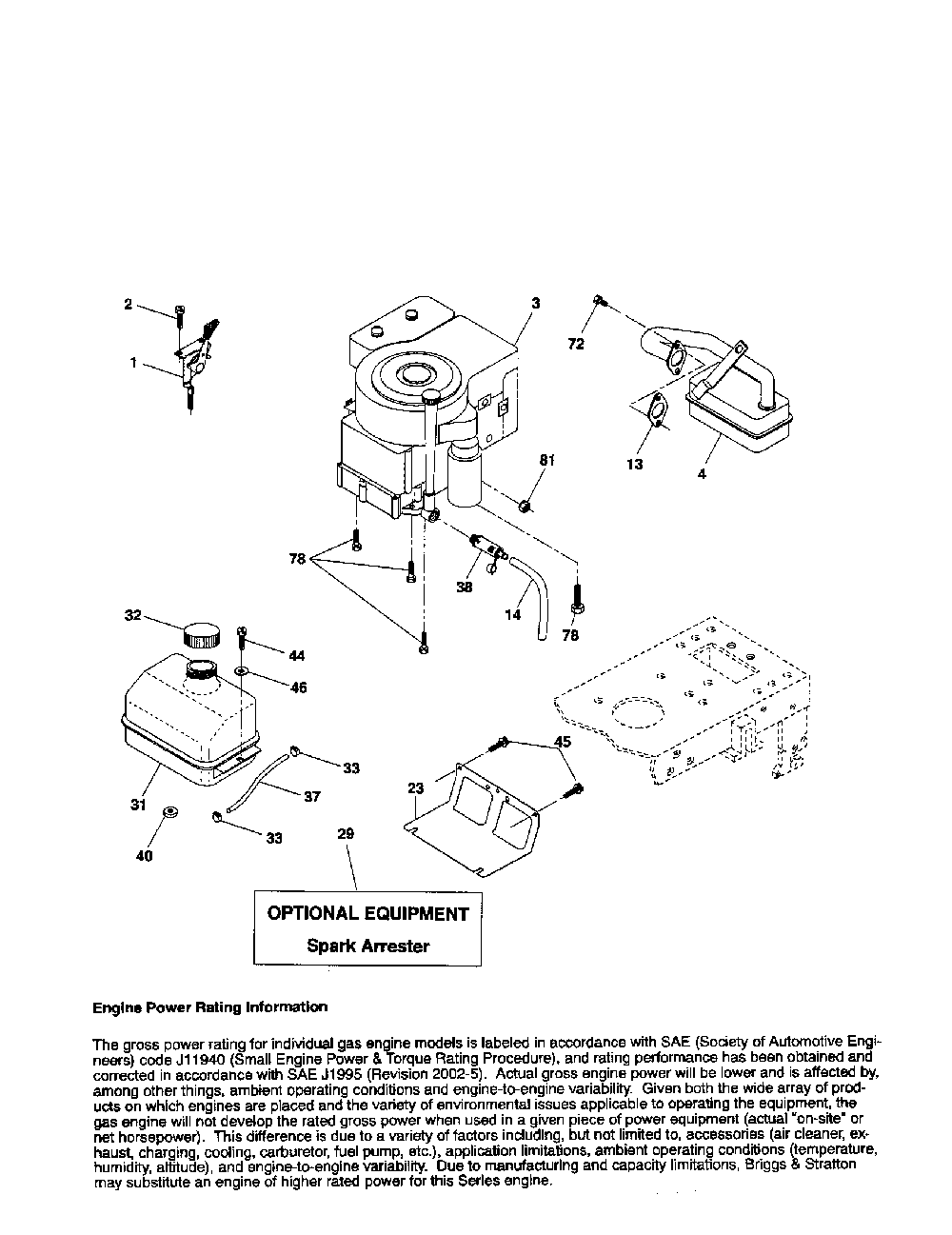 Engine Diagram and Parts List for 96012006800  Poulan Lawn Tractor