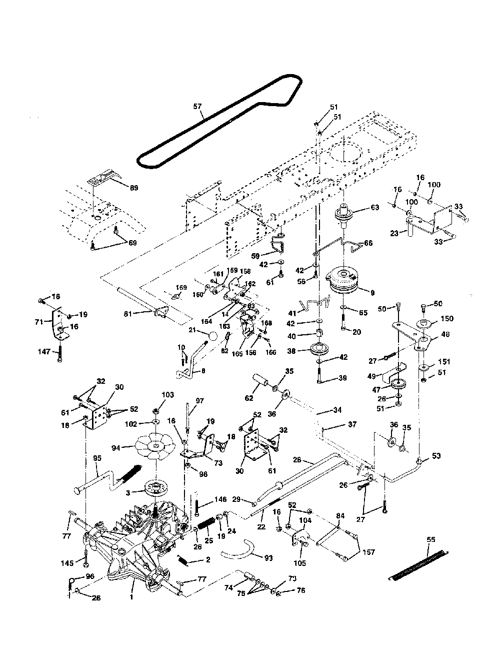 Drive Diagram and Parts List for 917279760  Poulan Lawn Tractor