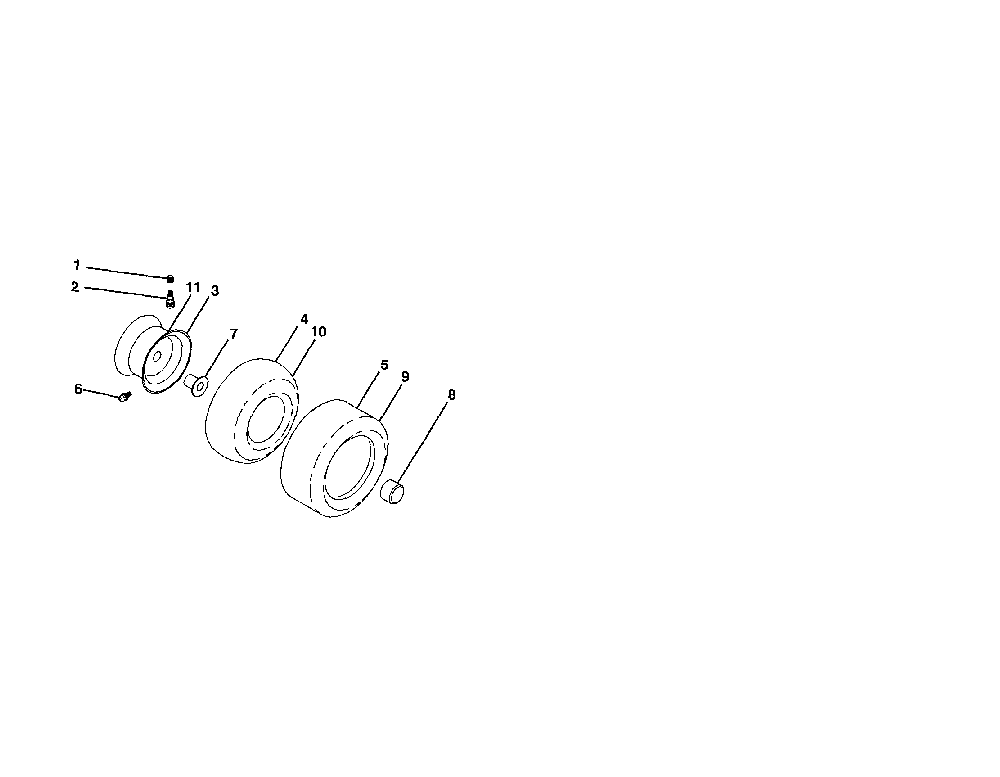 Wheels and tires Diagram and Parts List for 96042010800  Poulan Lawn Tractor
