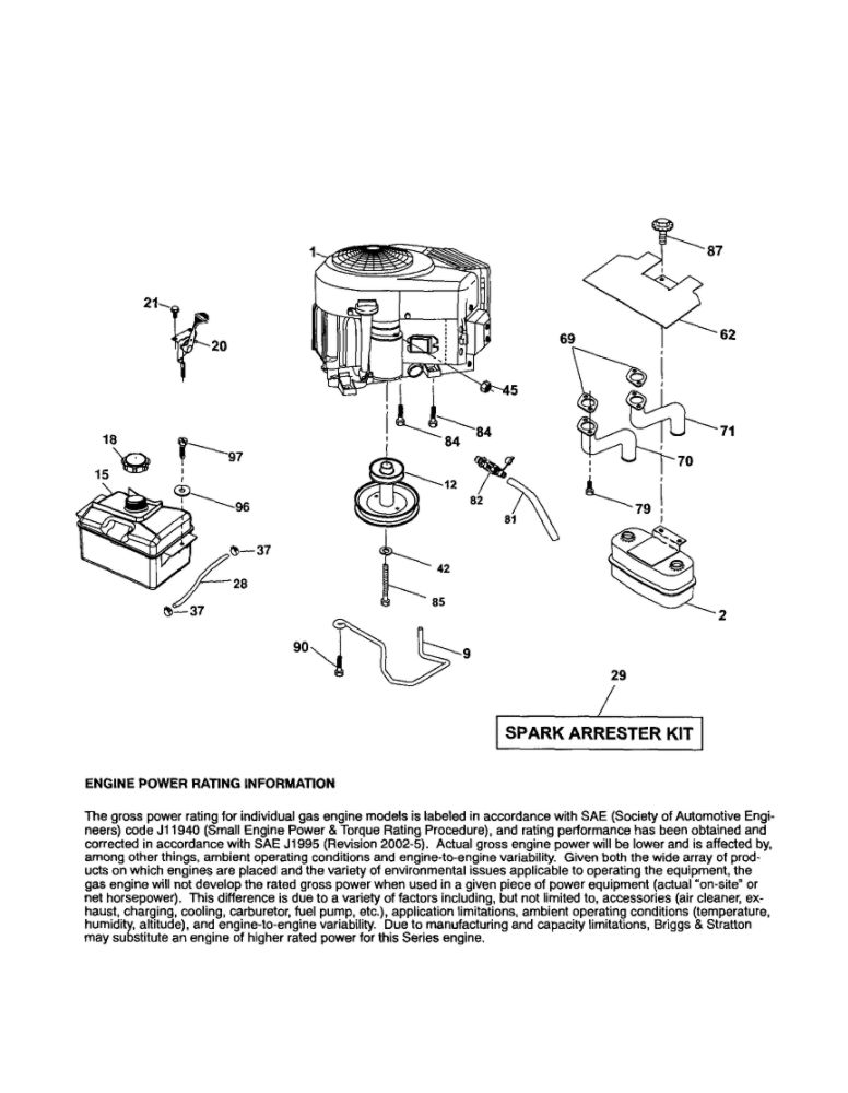 Engine Diagram and Parts List for 96042011200  Poulan Lawn Tractor