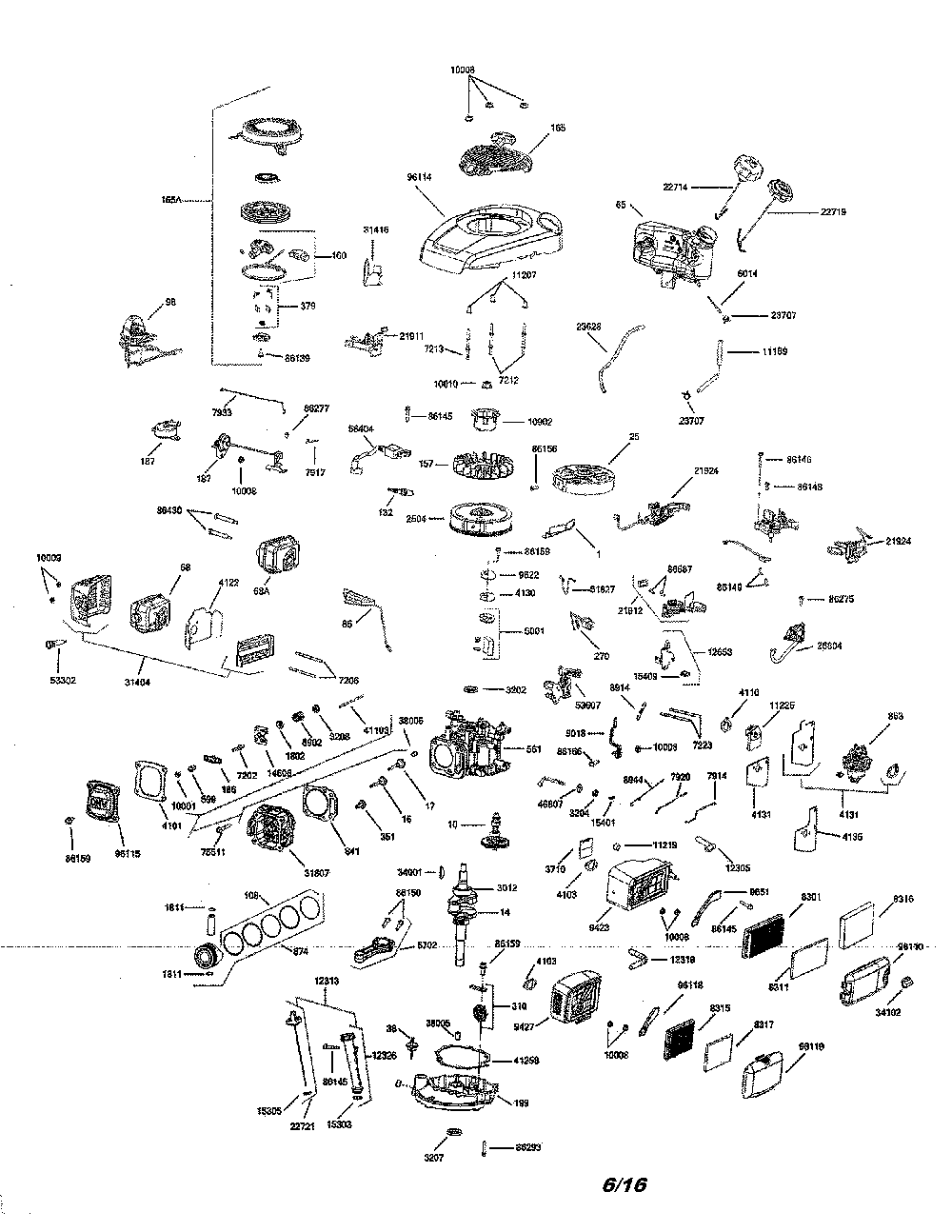 Engine Diagram and Parts List for 961190004  Poulan Lawn Mower