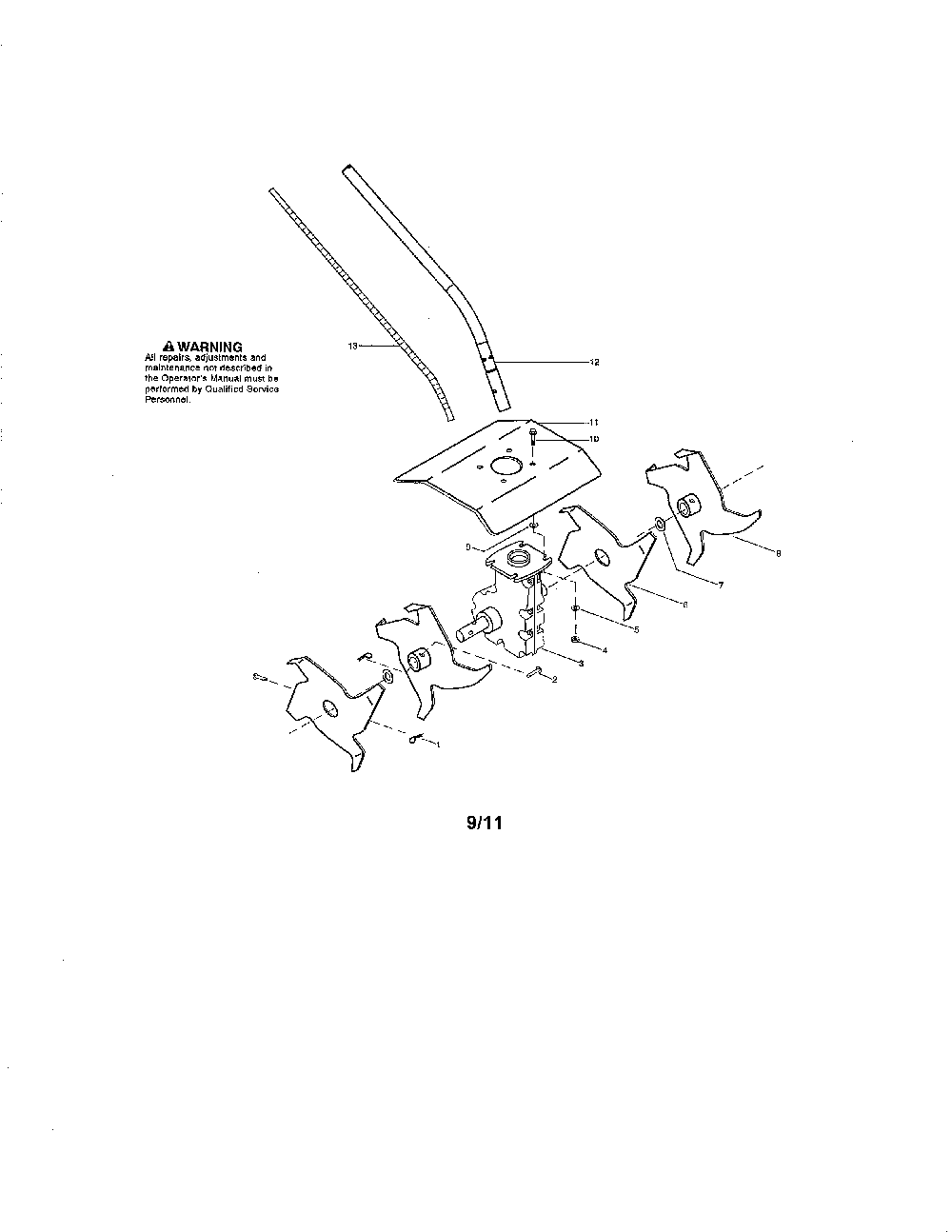 Cultivator attachment Diagram and Parts List for U2000T  Poulan Trimmer