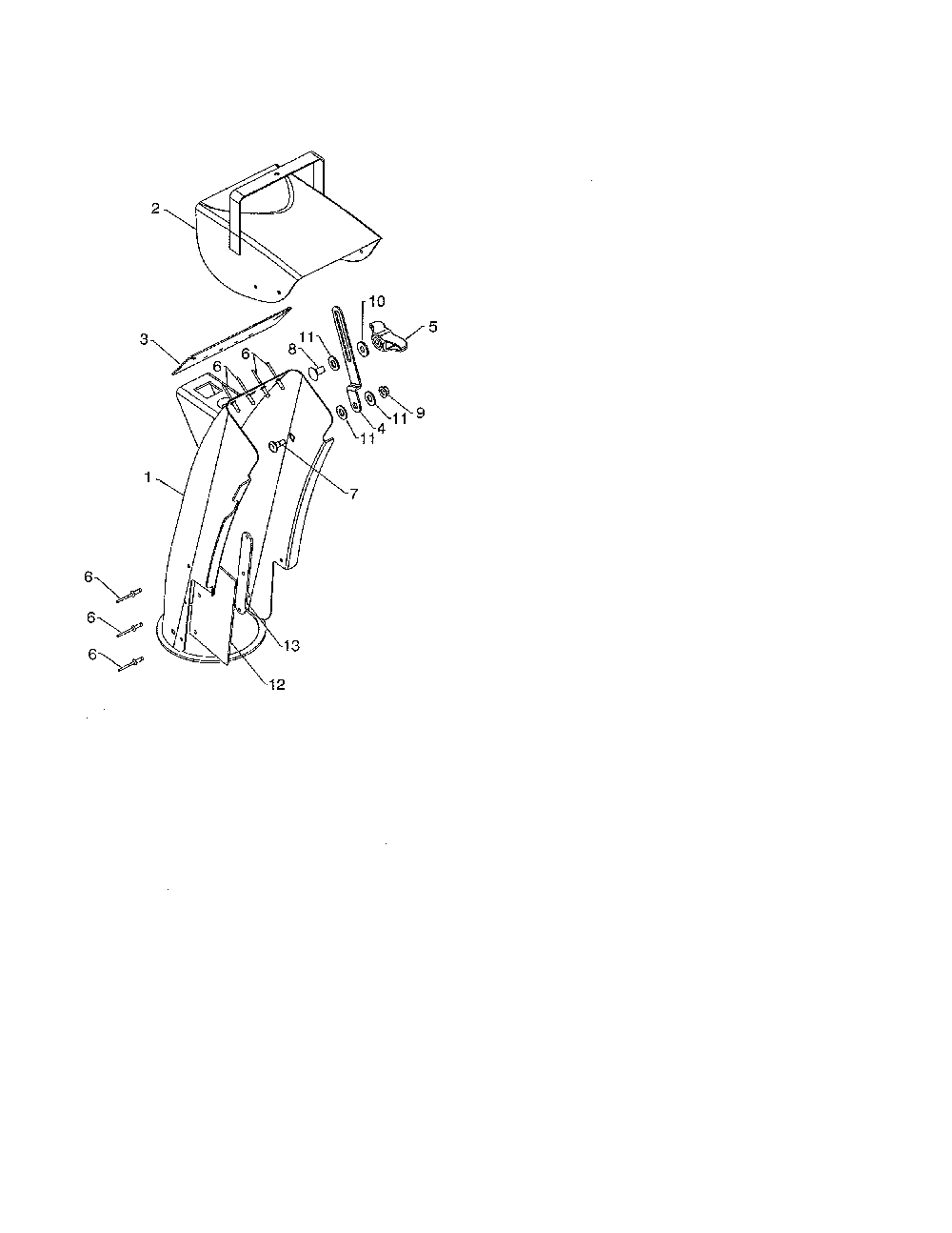 Chute/deflector Diagram and Parts List for 96192006701  Poulan Snow Blower