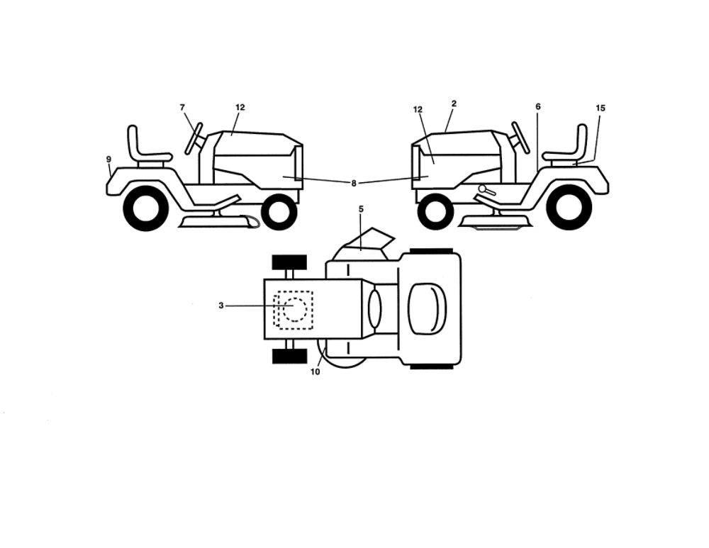 Decals Diagram and Parts List for 96042018300  Poulan Lawn Tractor