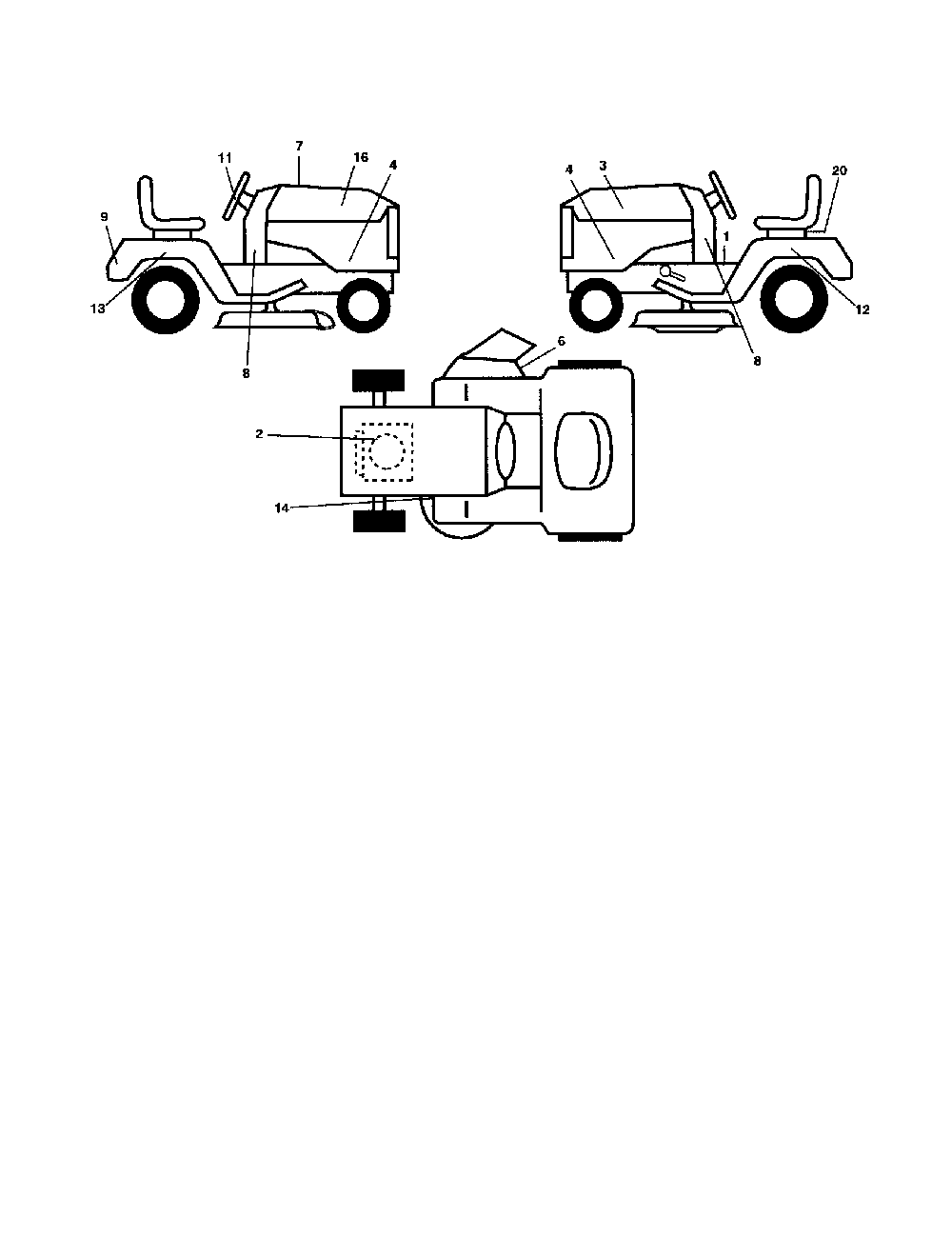Decals Diagram and Parts List for 96042003604  Poulan Lawn Tractor