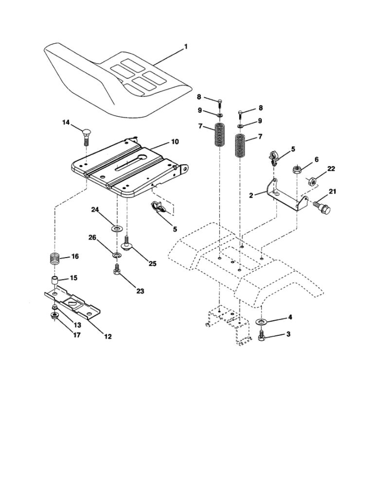 Seat Diagram and Parts List for PXT16542 96016001900 Poulan Lawn Tractor