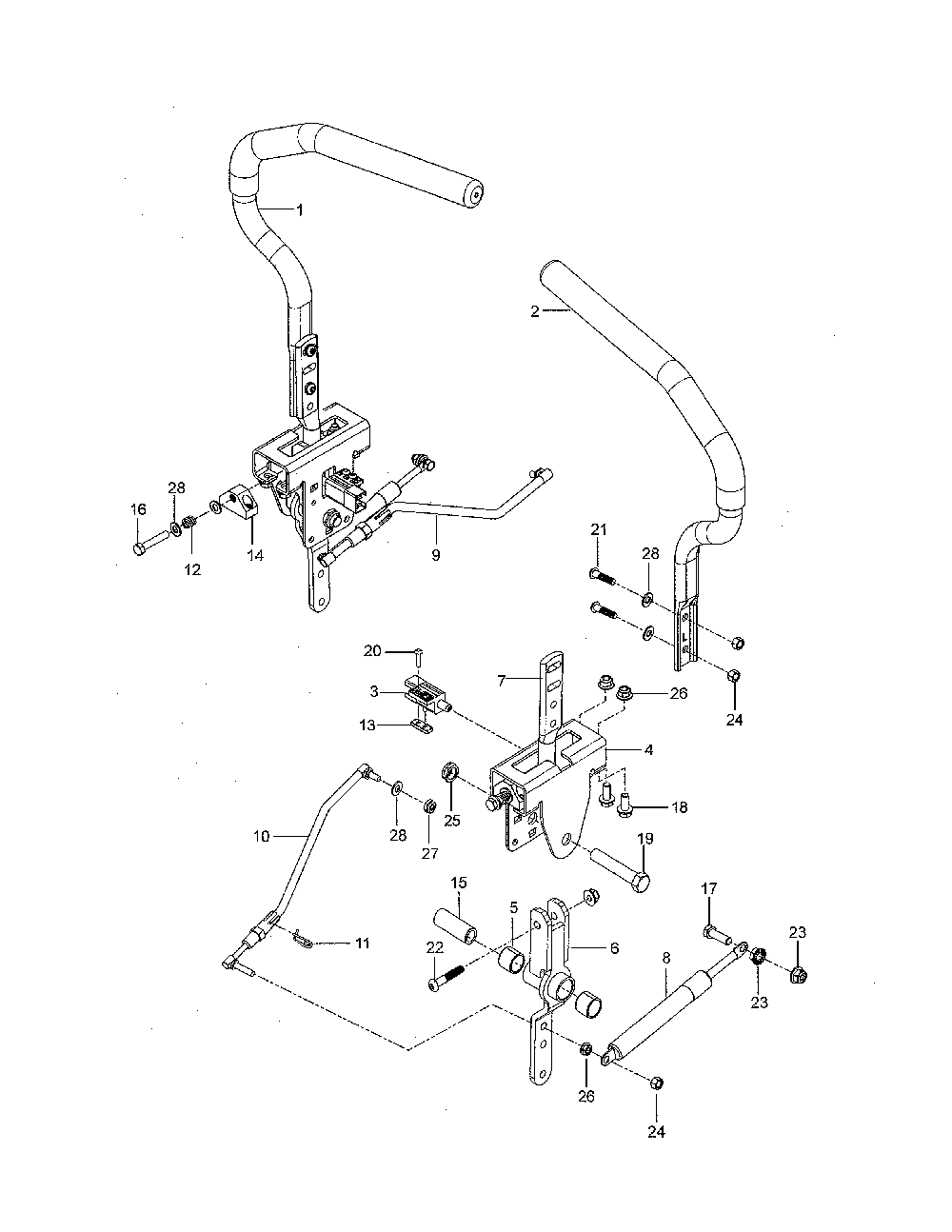 Steering Diagram and Parts List for 967721801-00  Poulan Lawn Mower
