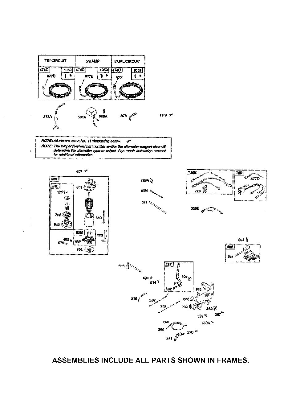 Alternator/motor starter Diagram and Parts List for 96046002200  Poulan Lawn Tractor