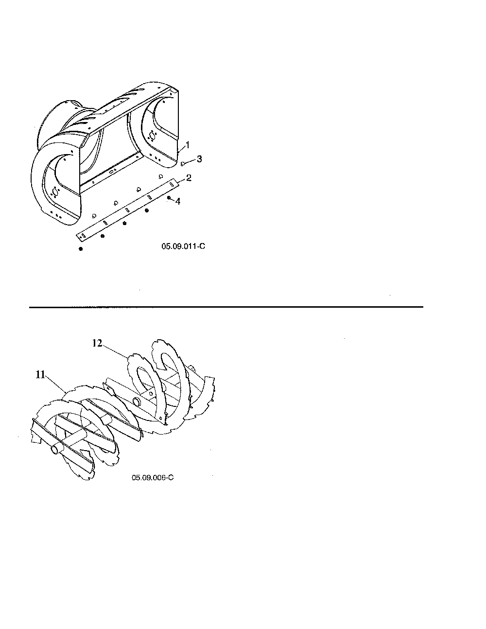 Auger & housing Diagram and Parts List for 96192009101  Poulan Snow Blower