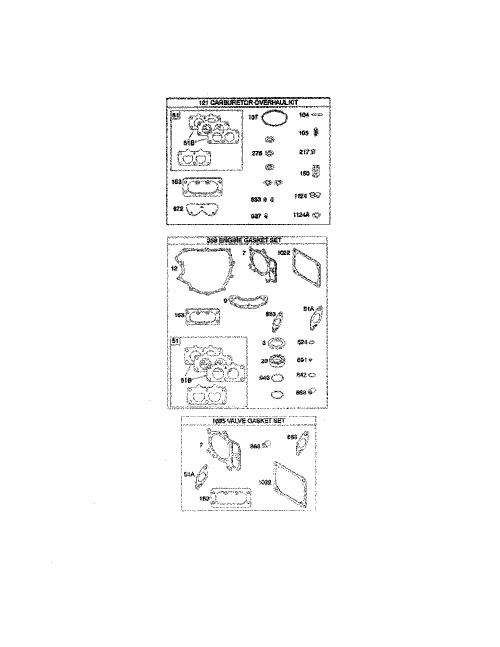 Engine/valve gasket sets Diagram and Parts List for 96042017000  Poulan Lawn Tractor
