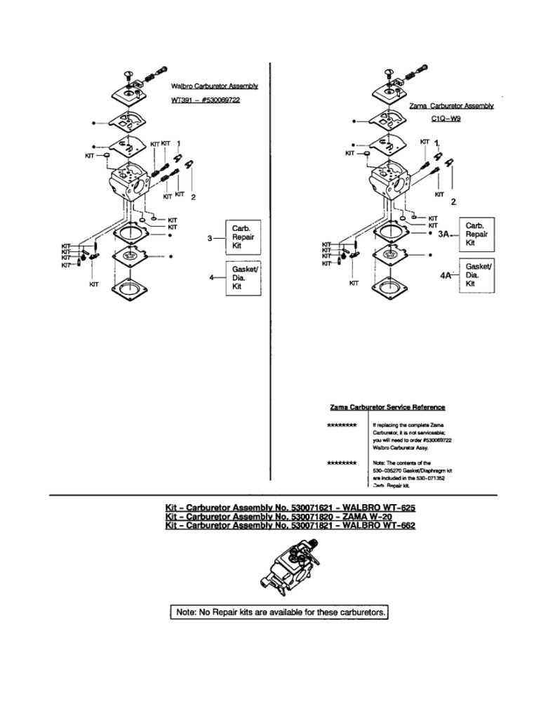 Carburetor Diagram and Parts List for 260 TYPE 4-5 Poulan Chainsaw