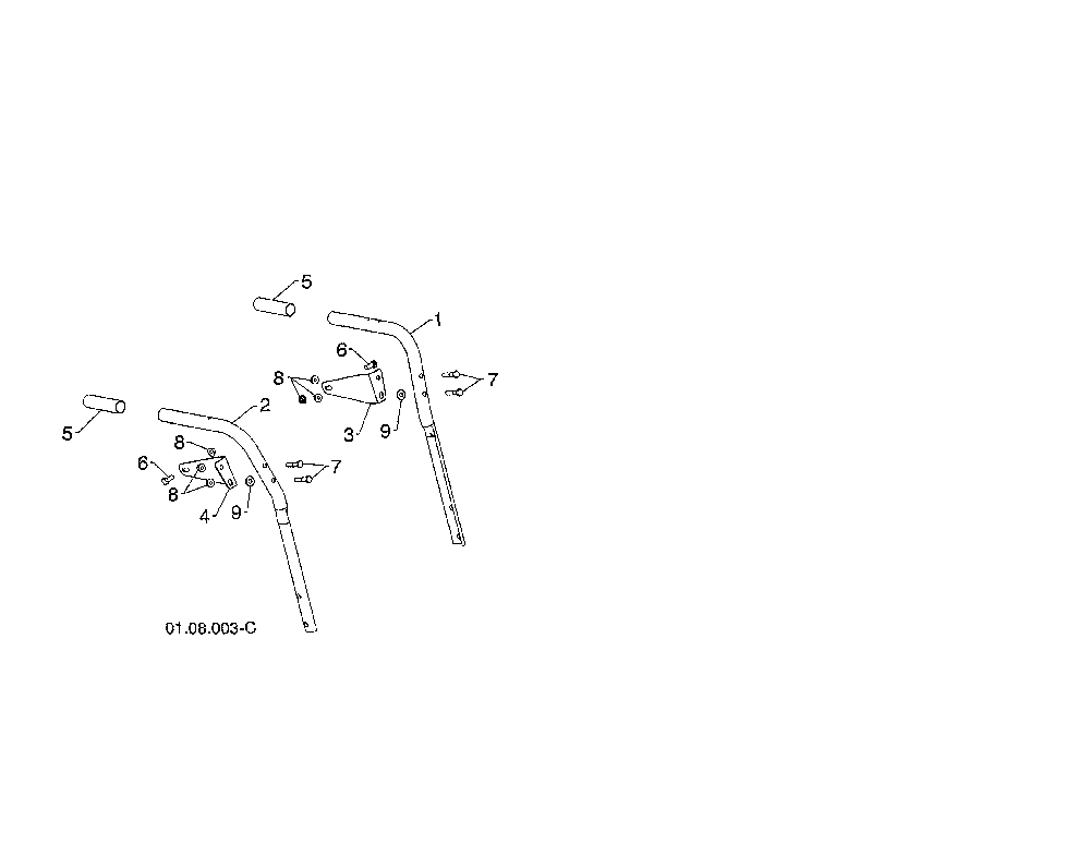 Plow handles Diagram and Parts List for 96192003703  Poulan Snow Blower