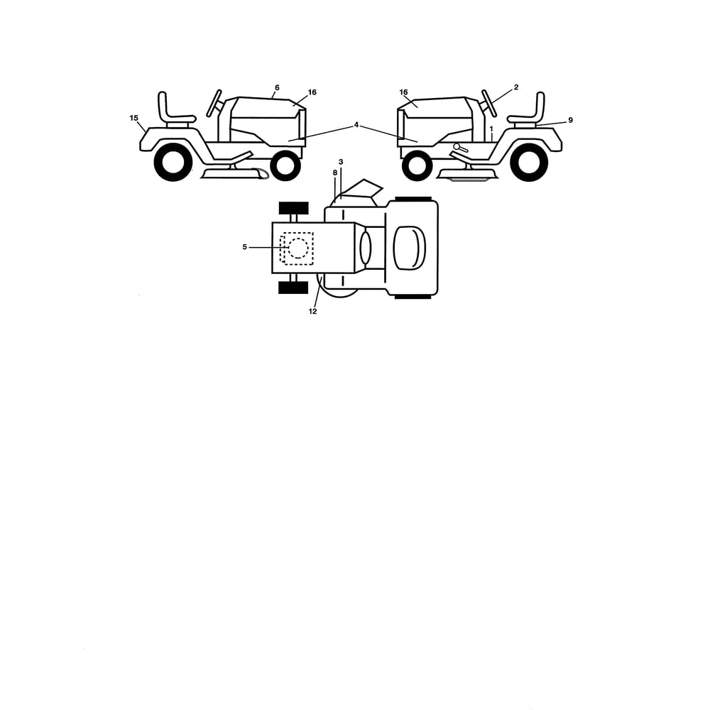 Decals Diagram and Parts List for PXT195G42 96046002200 Poulan Lawn Tractor