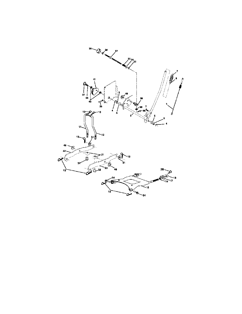 Mower lift Diagram and Parts List for 96012004100  Poulan Lawn Tractor