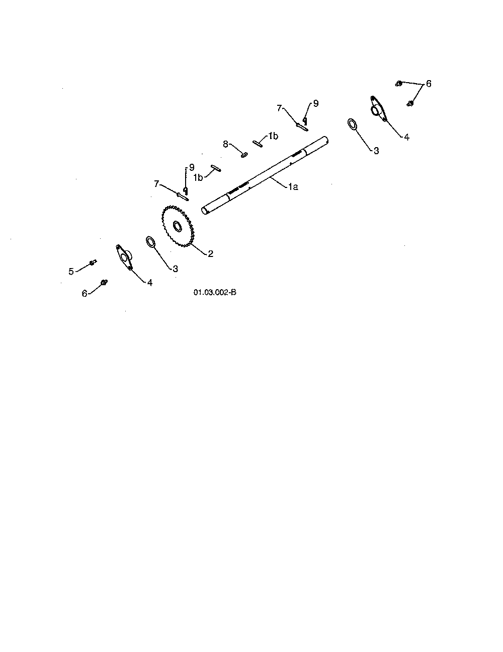 Axle Diagram and Parts List for 96198004601  Poulan Snow Blower